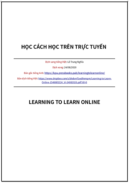 ‘Học cách học trên trực tuyến’ - bản dịch sang tiếng Việt