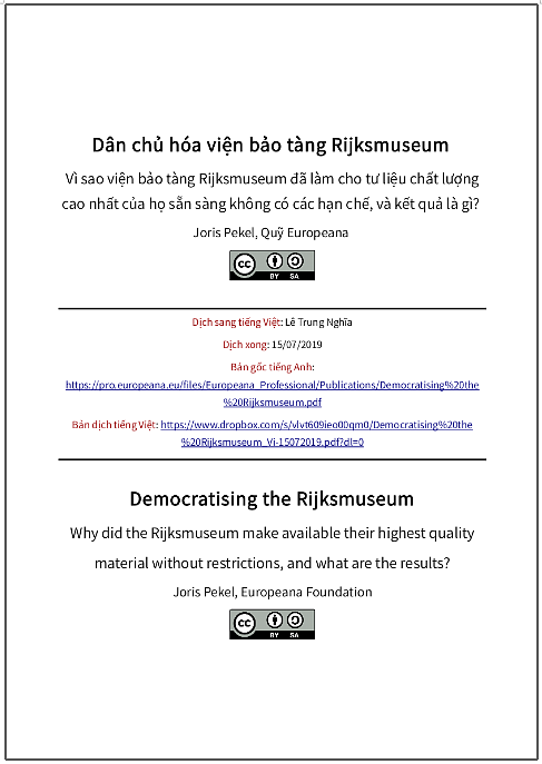 ‘Dân chủ hóa viện bảo tàng Rijksmuseum’ - bản dịch sang tiếng Việt