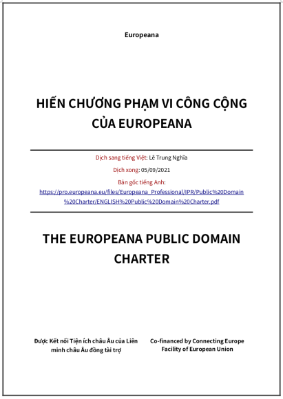 ‘Hiến chương Phạm vi Công cộng của Europeana’ - bản dịch sang tiếng Việt
