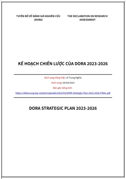 ‘Kế hoạch Chiến lược của DORA 2023-2026’ - bản dịch sang tiếng Việt