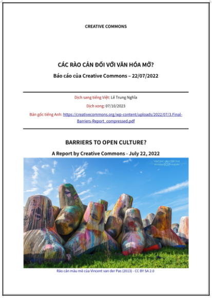 ‘Các rào cản đối với Văn hóa Mở?: Báo cáo của Creative Commons – 22/07/2022’ - bản dịch sang tiếng Việt