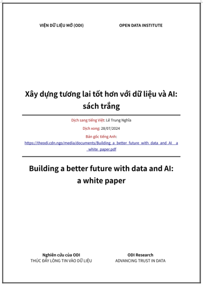 ‘Xây dựng tương lai tốt hơn với dữ liệu và AI: sách trắng’ - bản dịch sang tiếng Việt