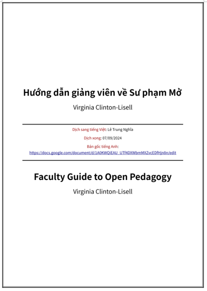 ‘Hướng dẫn giảng viên về Sư phạm Mở’ - bản dịch sang tiếng Việt