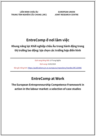‘EntreComp ở nơi làm việc. Khung năng lực Khởi nghiệp của châu Âu trong hành động trong thị trường lao động: lựa chọn các trường hợp điển hình’ - bản dịch sang tiếng Việt