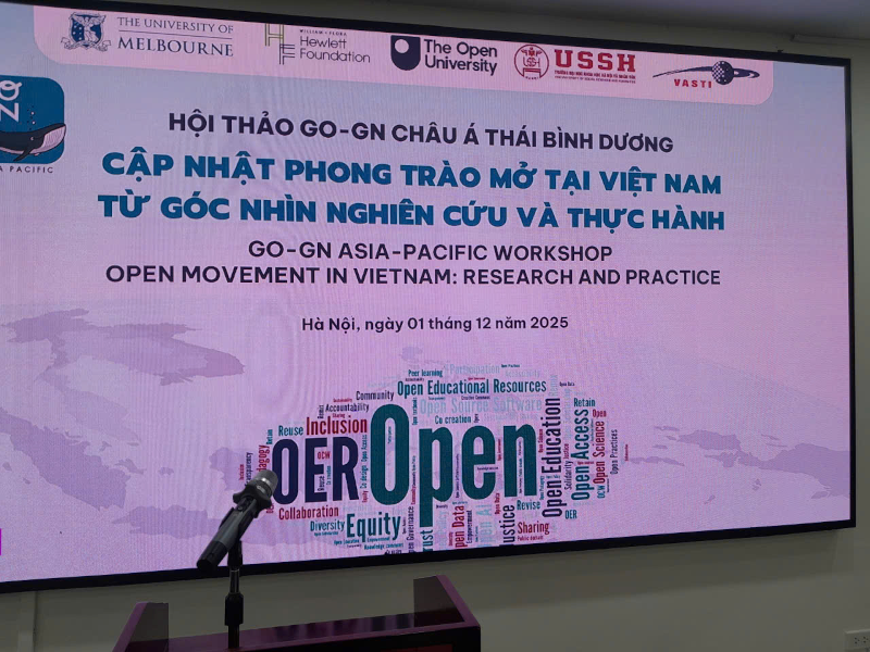 Hội thảo ‘Cập nhật phong trào Mở tại Việt Nam từ góc nhìn nghiên cứu và thực hành’ do GO-GN ASIA PACIFIC tổ chức tại Hà Nội ngày 1/12/2025 Hà Nội