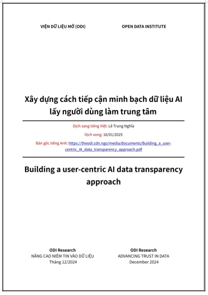 ‘Xây dựng cách tiếp cận minh bạch dữ liệu AI lấy người dùng làm trung tâm’ - bản dịch sang tiếng Việt