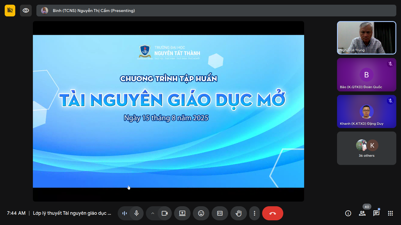 Khóa Thực hành khai thác Tài nguyên Giáo dục Mở - phần lý thuyết, tại Trường Đại học Nguyễn Tất Thành, 15/08/2025
