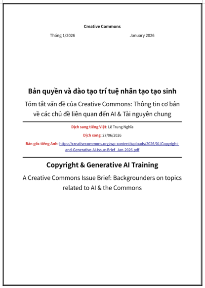 ‘Bản quyền và đào tạo trí tuệ nhân tạo tạo sinh’ - bản dịch sang tiếng Việt
